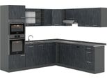 Vicco Cucina Angolare Completa R-Line, 237 X 247 Cm Senza Piano Di Lavoro, Calcestruzzo Nero/Antracite