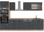 Vicco Cucina Componibile R-Line, 300 Cm Pt Rovere, Calcestruzzo Nero/Quercia Dorata