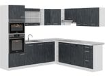 Vicco Cucina Angolare Completa R-Line, 237 X 247 Cm Senza Piano Di Lavoro, Nero Cemento/Bianco