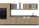 Vicco Cucina Componibile R-Line, 350 Cm Con Armadio Alto, Senza Piano Di Lavoro, Rovere Artigianale/Rovere Goldkraft