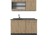 Vicco Cucina Monoblocco R-Line, 140 Cm , Pt Antracite, Rovere Artigianale/Antracite