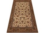 Tappeto Di Lana Kashqai 4362 103 Fiori, Cornice Beige / Chiaretto Beige 160X240 Cm