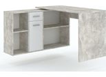 Scrivania Ad Angolo Zavalla - Cemento / Bianco
