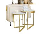 Tavolino, Piano In Marmo, Struttura In Metallo, Bianco