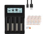 Batteria Ricaricabile CR123A, Capacità 800Mah, Caricatore Incluso, 12 Batterie 1 Caricatore