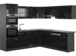 Vicco Cucina Angolare Completa R-Line, 237 X 247 Cm Senza Piano Di Lavoro, Nero Lucido/Antracite