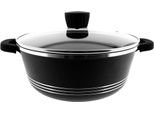 Pentole Almina Nere Con Coperchio In Vetro Alluminio Pressofuso Con Rivestimento Antiaderente 24 Cm