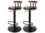 Set Di Sgabelli Da Bar, Design Retrò, Regolabile In Altezza, Nero