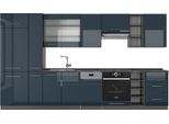 Vicco Cucina Componibile Fame-Line, 355 Cm , Pt Antracite, Blu Scuro Lucido/Antracite
