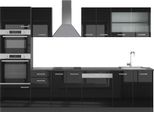 Vicco Cucina Componibile R-Line, 300 Cm Con Armadio Alto, Senza Piano Di Lavoro, Nero Lucido/Antracite