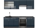 Vicco Cucina Componibile Fame-Line, 240 Cm , Pt Antracite, Blu Scuro Lucido/Antracite