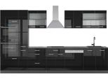 Vicco Cucina Componibile R-Line, 350 Cm Con Armadio Alto, Senza Piano Di Lavoro, Nero Lucido/Antracite