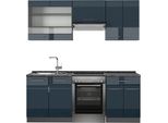 Vicco Cucina Componibile Fame-Line, 200 Cm , Pt Antracite, Blu Scuro Lucido/Antracite