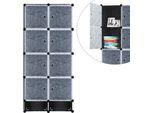 Yuenfong Armadio Fai Da Te Scaffale Porta Scarpe, Armadio Modulare Combinato, Sistema Di Scaffali Plug-In Salvaspazio, Libreria Armadio Portatile Pieghevole Con Ante (8 Cubi, Nero)