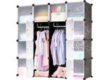 Yuenfong Armadio Fai Da Te Scaffale Porta Scarpe, Armadio Modulare Combinato, Sistema Di Scaffali Plug-In Salvaspazio, Libreria Armadio Portatile Pieghevole Con Ante (16 Cubi, Nero)