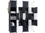 Yuenfong Sistema Di Scaffalatura Guardaroba Portascarpe Con Barra Appendiabiti, Armadio Modulare Combinato, Sistema Di Scaffalatura Plug-In Salvaspazio, Libreria Armadio Portatile Pieghevole Con Ante (20 Cubi, Nero+Bianco)