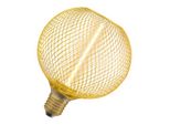 Osram Decor Led Globe 3,5W Con Filamento Di Paglia, Accogliente Bianco Caldo 818, 150Lm/1800K, Vetro Trasparente Senza Piombo Color Oro Con Filettatura A Vite E27, Dimmerabile, Diametro 125 Mm.