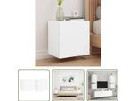 The Living Store Pensili Tv 2 Pz. Bianco 40,5X30X40 Cm Materiale A Base Di Legno