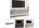 The Living Store Pensili Tv Con Luci Led 2 Pz. Grigio Sonoma 80X35X31 Cm