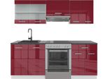 Vicco Cucina Componibile R-Line, 200 Cm Senza Piano Di Lavoro, Rosso Lucido/Bianco/Bianco