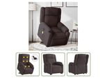 The Living Store Poltrona Massaggiante Elettrica Con Supporto In Piedi Tessuto Marrone Scuro