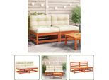 The Living Store Divani Da Giardino Senza Braccioli Con Cuscini 2 Pezzi. Legno Marrone Cera