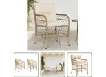 The Living Store Sedie Da Giardino Con Cuscini 2 Pz. Poli Rattan Beige