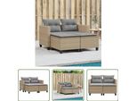 The Living Store Divano Da Giardino A 2 Posti Con Sgabelli Beige Poly Rattan