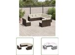 The Living Store Set Di Divani Da Giardino 11 Pezzi Con Cuscini In Poly Rattan Marrone