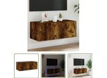 The Living Store Parete Tv Con Luci Led Rovere Fumé 80X35X31 Cm