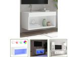 The Living Store Mobile Tv Con Luci Led Bianco 60X30X30 Cm