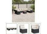 The Living Store Set Di Divani Da Giardino 11 Pezzi Con Cuscini In Poly Rattan Nero