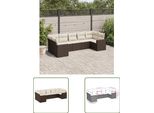 The Living Store Set Di Divani Da Giardino 7 Pezzi Con Cuscini In Polirattan Marrone