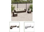 The Living Store Set Di Divani Da Giardino 6 Pezzi Con Cuscini In Poly Rattan Marrone