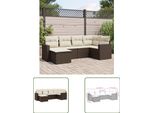 The Living Store Set Di Divani Da Giardino 6 Pezzi Con Cuscini In Poly Rattan Marrone