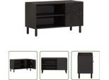 The Living Store Mobile Tv Nero 80X31X46 Cm In Legno Massiccio Di Mango