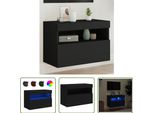 The Living Store Parete Tv Con Luci Led Nero 60X30X40 Cm
