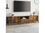 The Living Store Mobile Tv Con Cassetto In Rovere Fumé 200X25X44Cm Materiale In Legno
