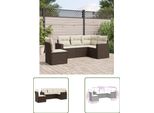 The Living Store Set Di Divani Da Giardino 5 Pezzi Con Cuscini In Poly Rattan Marrone