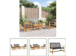The Living Store Set Da Giardino 5 Pezzi In Poly Rattan Nero E Legno D'acacia