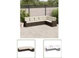 The Living Store Set Di Divani Da Giardino 7 Pezzi Con Cuscini In Polirattan Marrone