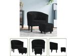 The Living Store Sedia Club Con Poggiapiedi In Velluto Nero