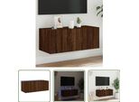 The Living Store Parete Tv Con Luci Led Effetto Rovere Marrone 80X35X31 Cm