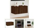 The Living Store Parete Tv Con Luci Led Effetto Rovere Brown 60X35X31 Cm