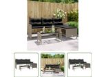 The Living Store Divano Da Giardino A Forma Di L Con Tavolo E Cuscini In Poly Rattan Grigio