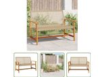 The Living Store Panchina Da Giardino Beige 112 Cm In Poly Rattan E Legno D'acacia