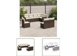 The Living Store Set Di Divani Da Giardino 8 Pezzi Con Cuscini In Poly Rattan Marrone