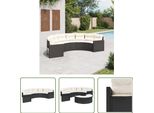 The Living Store Divano Da Giardino Con Cuscini Semi-Rotondo In Poly-Rattan Nero