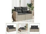 The Living Store Divano Da Giardino Con Cuscini 2 Posti In Poly Rattan Grigio Chiaro
