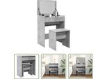 The Living Store Tavolino Con Sgabello In Cemento Grigio 60X40X113,5 Cm